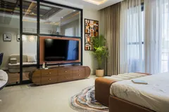 Master bedroom, media wall